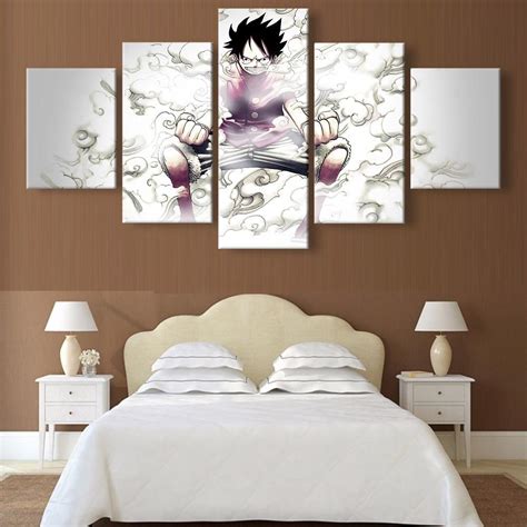 One Piece Luffy Anime 5 Panel Canvas Art Wall Decor Canvas Storm