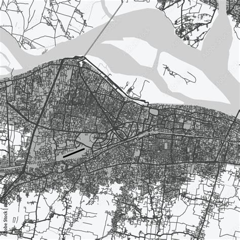 Map Of Patna In India In Grayscale Contains Layered Vector With Roads