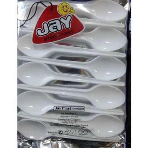 White Pieces Pp Pop Disposable Plastic Spoon For Event And Party