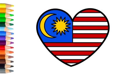 Lukisan Bendera Malaysia Bentuk Love August Malaysia Independence Hot