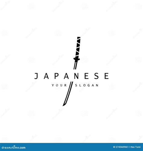 Simple Katana Samurai Sword Logo Design Template Vector Stock Vector