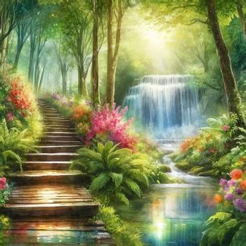 Solve Lush Forest Path With Waterfall Jigsaw Puzzle Online With 100 Pieces