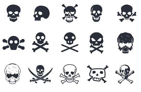 Skeletons Large Set Of Skulls Bones And Pirate Symbols 15 Skull And