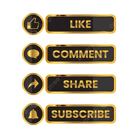 Like Comment Share Vector Art Png Like Comment Share Subscribe Button Png Golden Color Like