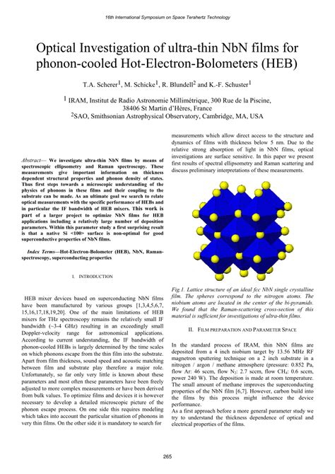 PDF Optical Investigation Of Ultra Thin NbN Films For Phonon Cooled Hot Electron Bolometers HEB