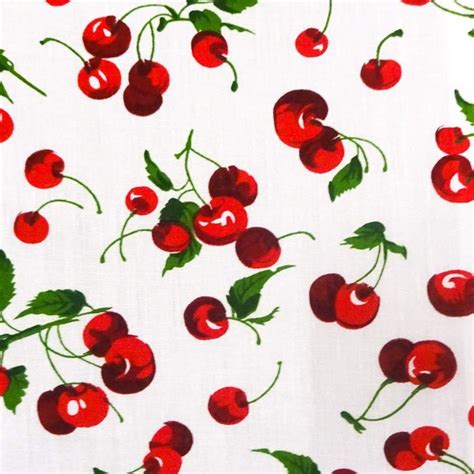 Shop Cherry Fruit White Poly Cotton At Artsy Sister Cherry