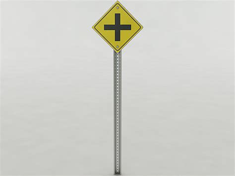 four way intersection sign 3d model