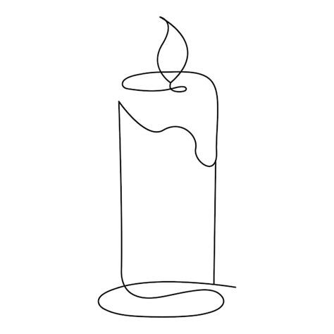 Premium Vector One Continuous Line Drawing Of Candle Lighted And