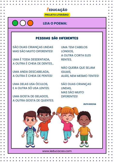 Poema Infantil Projeto Literário Atividades