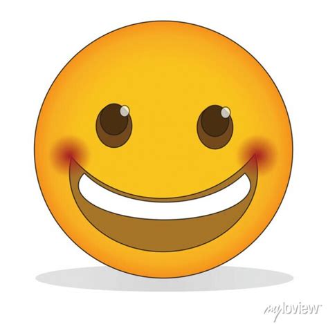 Blushing smiling emoji. flushed happy face emoticon is a yellow • wall ...