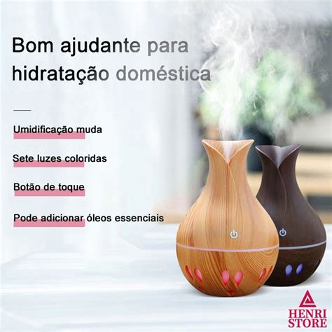 Umidificador De Ar E Aromatizador Ultrassônico Vaso Ambiente Difusor