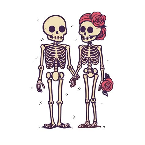 Premium Vector Skeletons Couple With Decor For Valentines Day