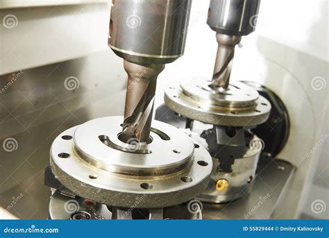 Process Of Metal Machining By Twin Mill Stock Photo Image Of