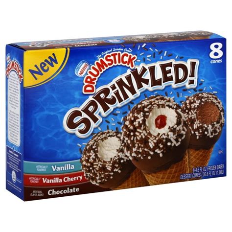 Nestle Drumstick Frozen Dairy Dessert Cones Sprinkled Assorted 8 Ct