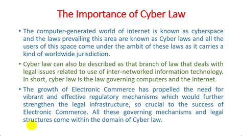 Unit 5 Lecture 01 Importance Of Cyber Law Youtube