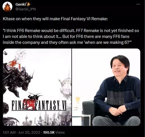 Square Enix supports a Final Fantasy 6 remake, but brand leads say it ...