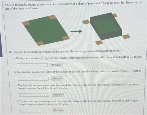 Solved A Box Is Formed By Cutting Squares From The Four Chegg