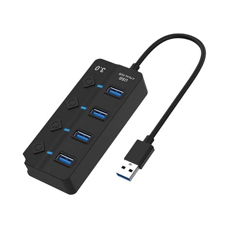 Multi Port Usb Splitter 4 Port Usb 3 0 Hub Usb A Port Data Hub With Independent On Off Switch