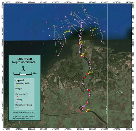 Map of Ilog River-Estuary showing the locations of the sampling ...