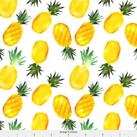 Watercolor Yellow Pineapple Fabric Pineapples By Katerinaizotova