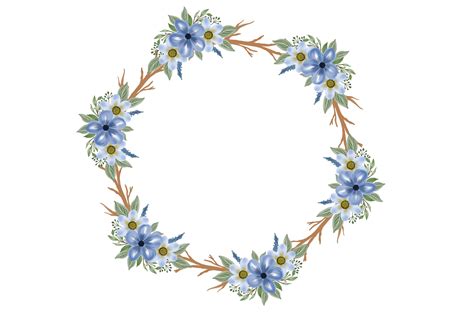 Circle Frame With Blue Floral Border Graphic By Setyawati Elis