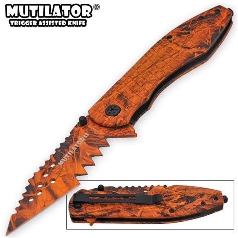 The Mutilator Ii Trigger Assisted Knife Orange Camo