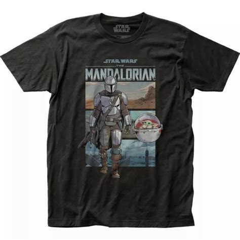 The Mandalorian Mando Traveling T Shirt Star Wars Baby Yoda Black