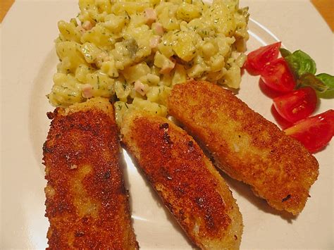 Fischst Bchen Und Kartoffelsalat Mit Mayonnaise Rezept Mit Bild