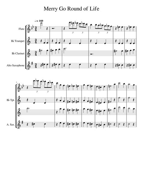 Merrygoroundoflife Sheet Music For Flute Clarinet In B Flat