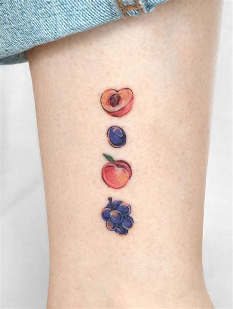 Tiny Fruits Tattoo In 2021 Fruit Tattoo Small Fruit Tattoos Tattoos