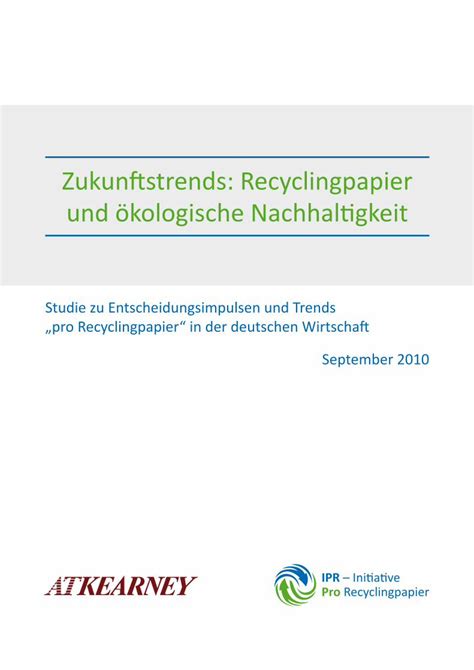 PDF Zukunftstrends Recyclingpapier und ökologische papiernetz de wp