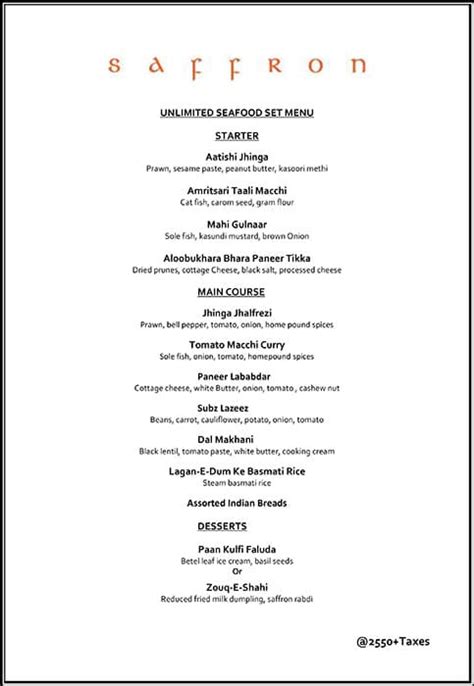 Menu Of Saffron Jw Marriott Sector 35 Chandigarh Magicpin