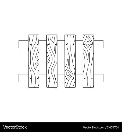 Doodle Wooden Fence Linear Icon Editable Stroke Vector Image