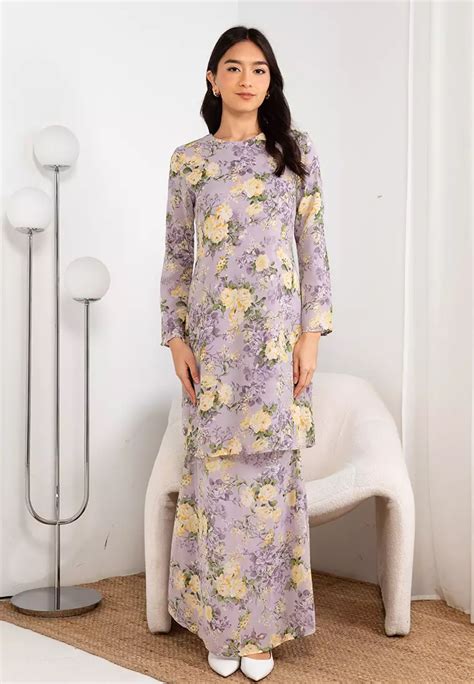 Buy Era Maya Rosette Dusty Purple Baju Kurung Moden Chiffon Online