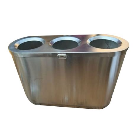 Open Top Silver Stainless Steel Trio Dustbin Size X X Cm Lxwxh