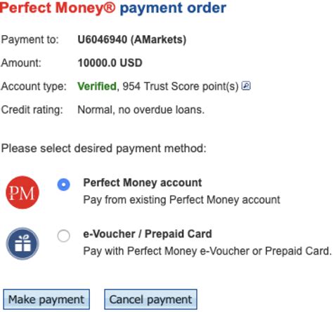 deposit  account  perfect money  broker amarkets