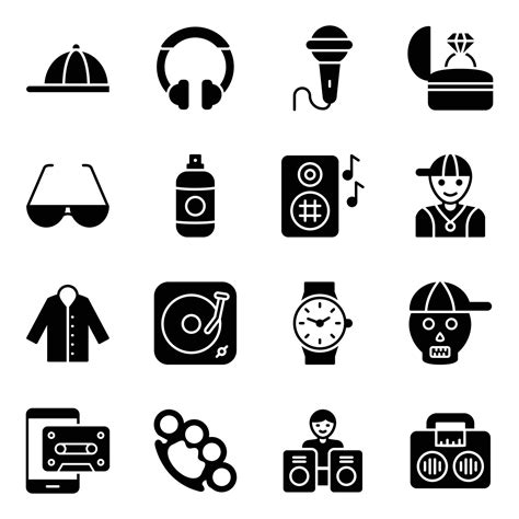 Pack of Hip Hop Icons 19464574 Vector Art at Vecteezy