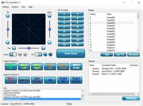 Control Sony EVI PTZ Camera with PTZ Controller Software