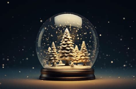 Premium Photo A Christmas Snow Globe With A Tree Inside