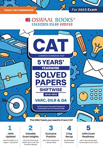 Oswaal Cat Common Admission Test Years Yearwise Solved Papers