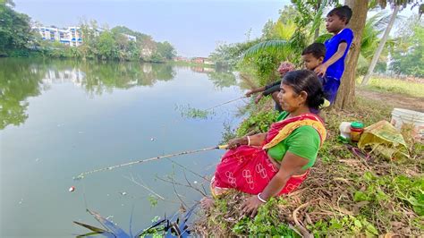 Amazing Fishing Video Village Women Hook Fishing In Village Pond