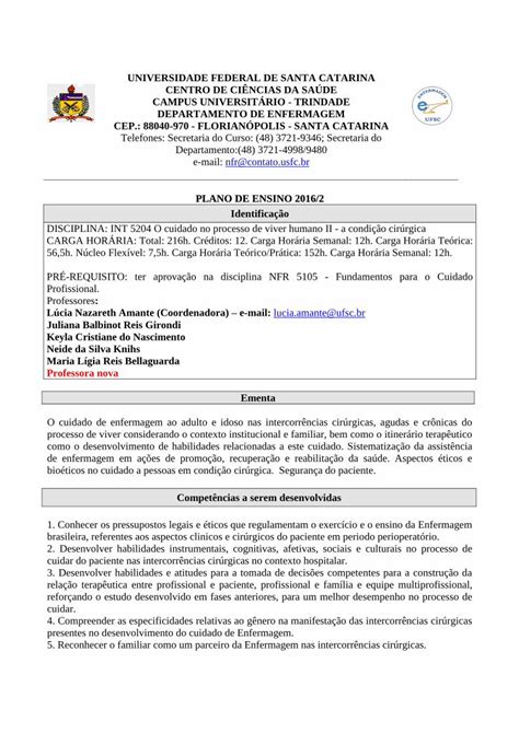 Pdf Plano De Ensino Enfermagem Ufsc Brenfermagem Ufsc Br Files