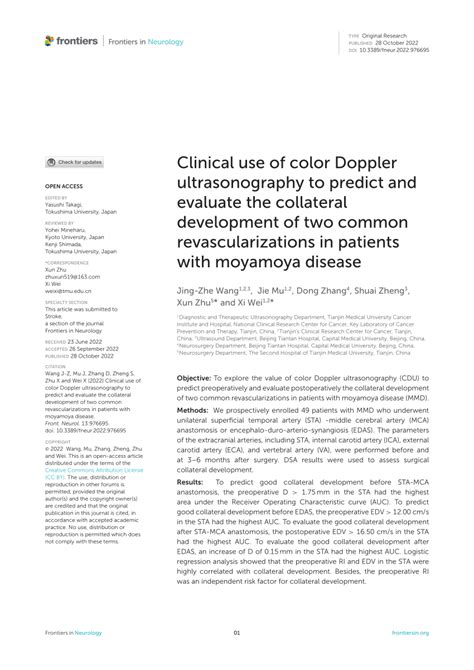 Pdf Clinical Use Of Color Doppler Ultrasonography To Predict And