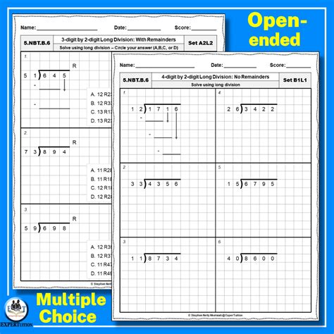 Digit Divisors Long Division Worksheets Bundle Made By Teachers