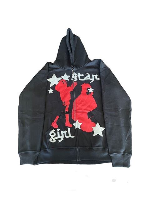 2022 Star Girl Graphic Zip Up Hoodie Black M In Hoodies And Sweatshirts Online Store Best For