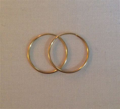 Vintage 14k Yellow Gold Wire Gauge Style Designer Hoop Etsy