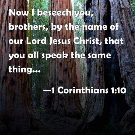 1 Corinthians 1 10 Now I Beseech You Brothers By The Name Of Our Lord