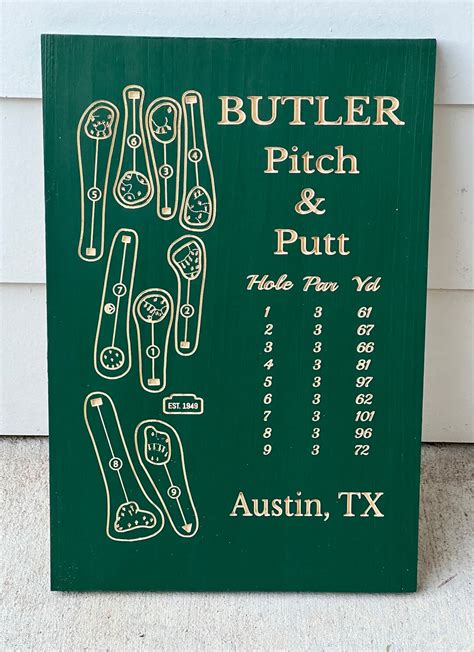 Butler Pitch And Putt Golf Course Map Wooden Sign Etsy