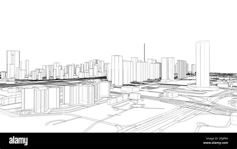 Outline City Concept Vector Wire Frame Style Stock Vector Image And Art
