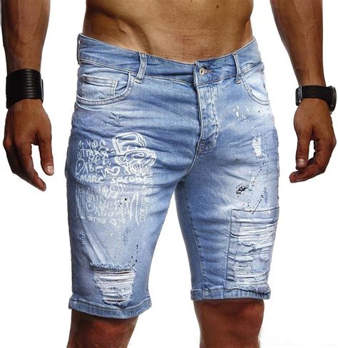 Leif Nelson Herren Männer Jungen Sommer Kurze Biker Jogger Jeans Hose